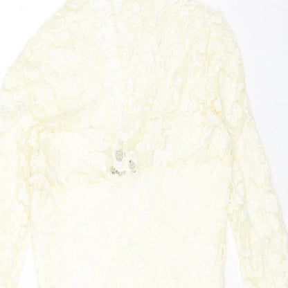 ASOS Womens Ivory Nylon Bodycon Size 10 High Neck Pullover