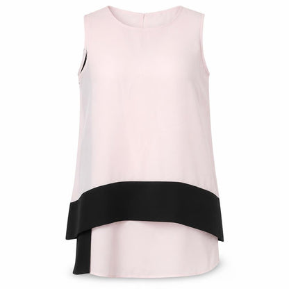 Roman Womens Pink Polyester Basic Blouse Size 10 Round Neck