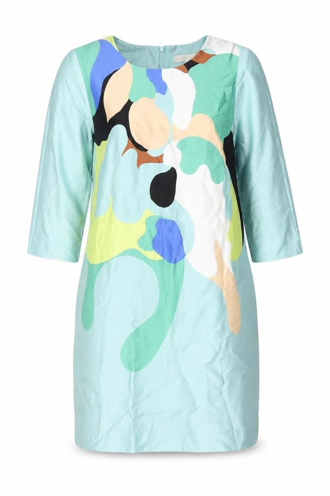 Lily Womens Multicoloured Geometric Polyester A-Line Size L Round Neck Zip