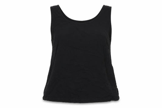 Adini Womens Black Viscose Basic Tank Size L Round Neck