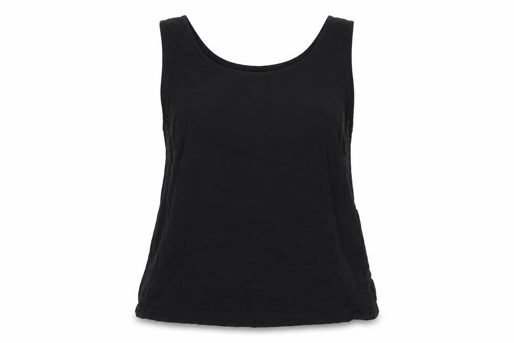 Adini Womens Black Viscose Basic Tank Size L Round Neck