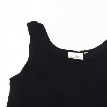 Adini Womens Black Viscose Basic Tank Size L Round Neck