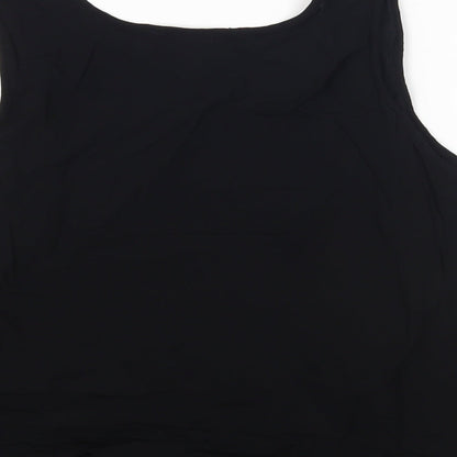 Adini Womens Black Viscose Basic Tank Size L Round Neck