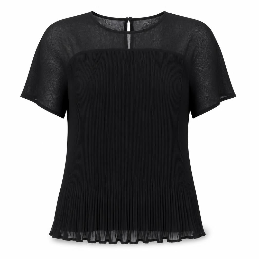 Papaya Womens Black Polyester Basic Blouse Size 12 Round Neck