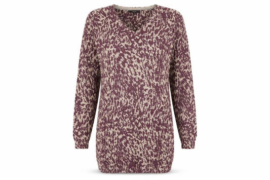 Next Womens Brown Animal Print Cotton Jumper Dress Size 8 V-Neck Pullover