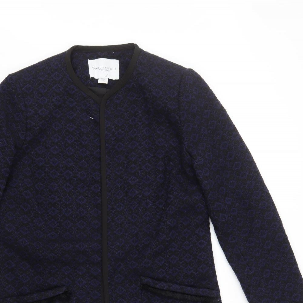 Carolina Belle Womens Blue Geometric Jacket Size S