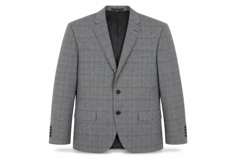Marks & Spencer Mens Grey Plaid Polyester Jacket Blazer Size L
