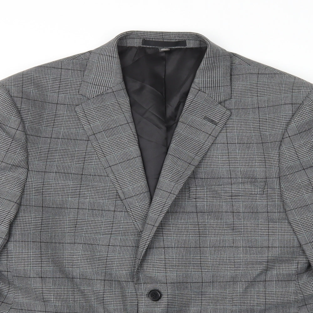 Marks and Spencer Mens Grey Plaid Polyester Jacket Blazer Size L