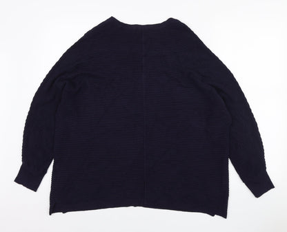 F&F Womens Blue Round Neck Viscose Pullover Jumper Size 14
