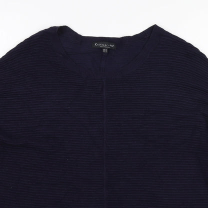F&F Womens Blue Round Neck Viscose Pullover Jumper Size 14