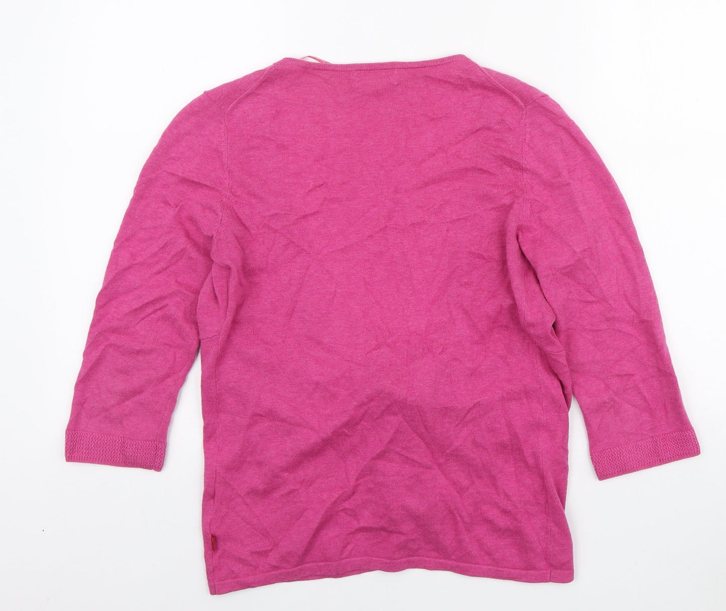 Jackpot Womens Pink V-Neck Cotton Cardigan Jumper Size S - Front Knot Detail