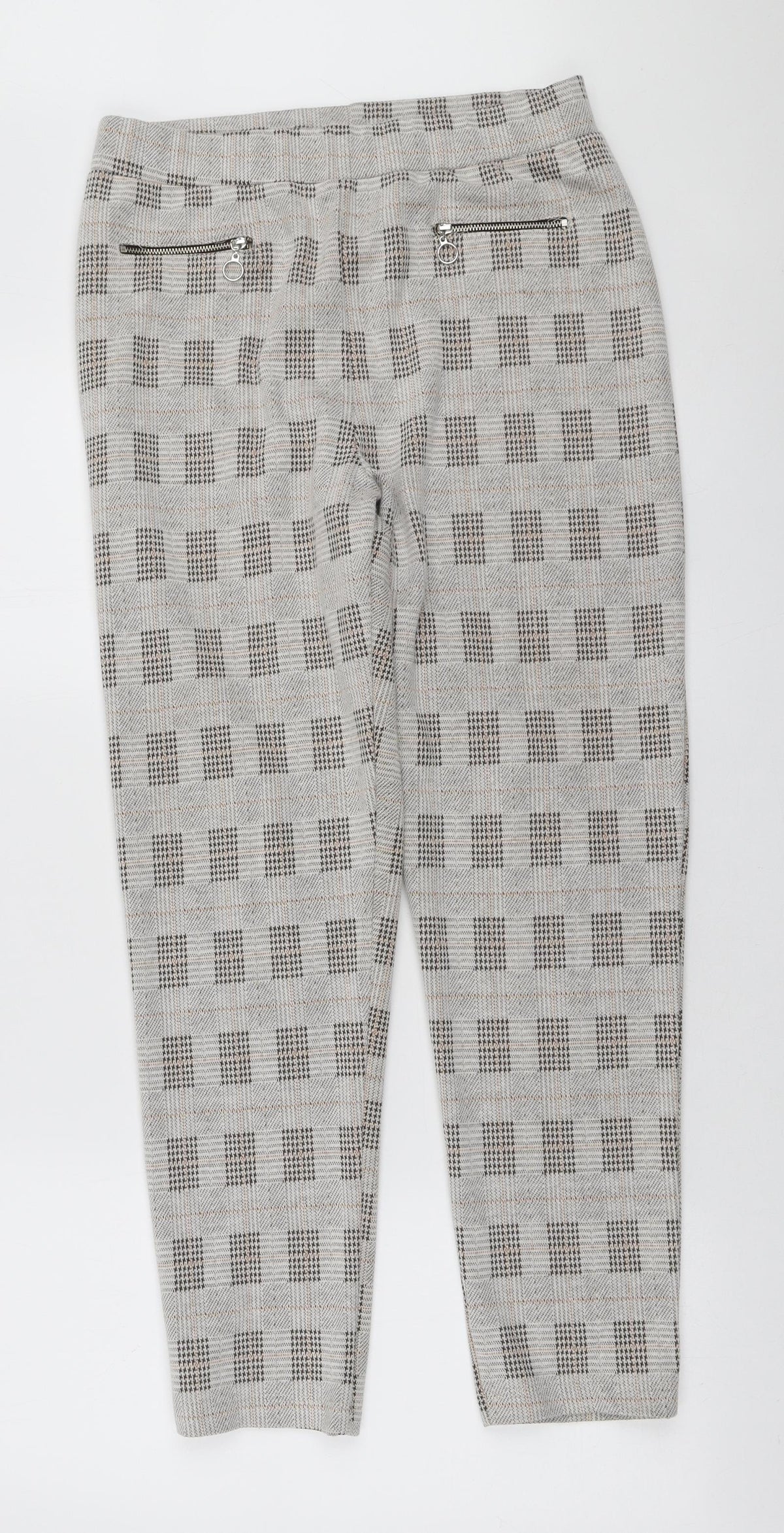 Select Womens Brown Plaid Polyester Trousers Size L L27 in Regular