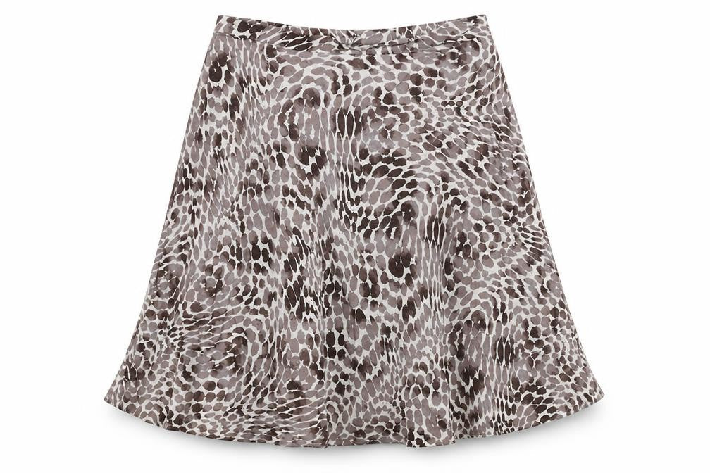 Classics Womens Brown Geometric Flax Flare Skirt Size 16 Zip