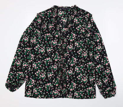 Marks & Spencer Womens Multicoloured Floral Polyester Basic Blouse Size 8 V-Neck