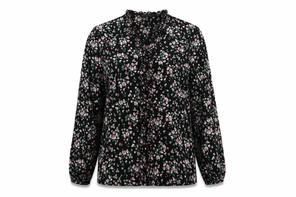Marks & Spencer Womens Multicoloured Floral Polyester Basic Blouse Size 8 V-Neck
