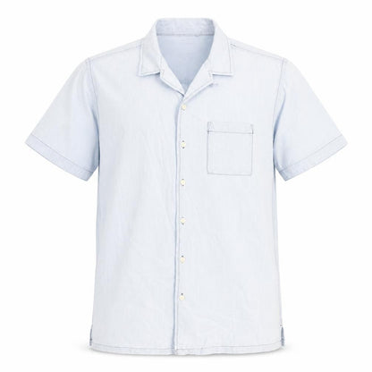 Easy Mens Blue Cotton Button-Up Size L Collared Button