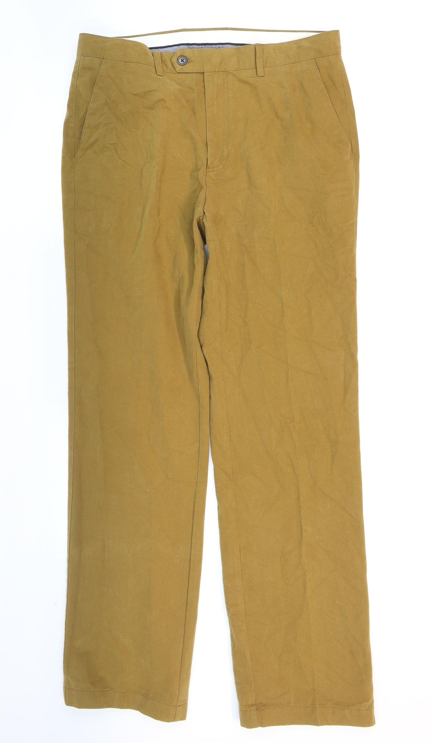 John Lewis Womens Brown Cotton Dress Pants Trousers Size 34 in L31 in Regular Zip