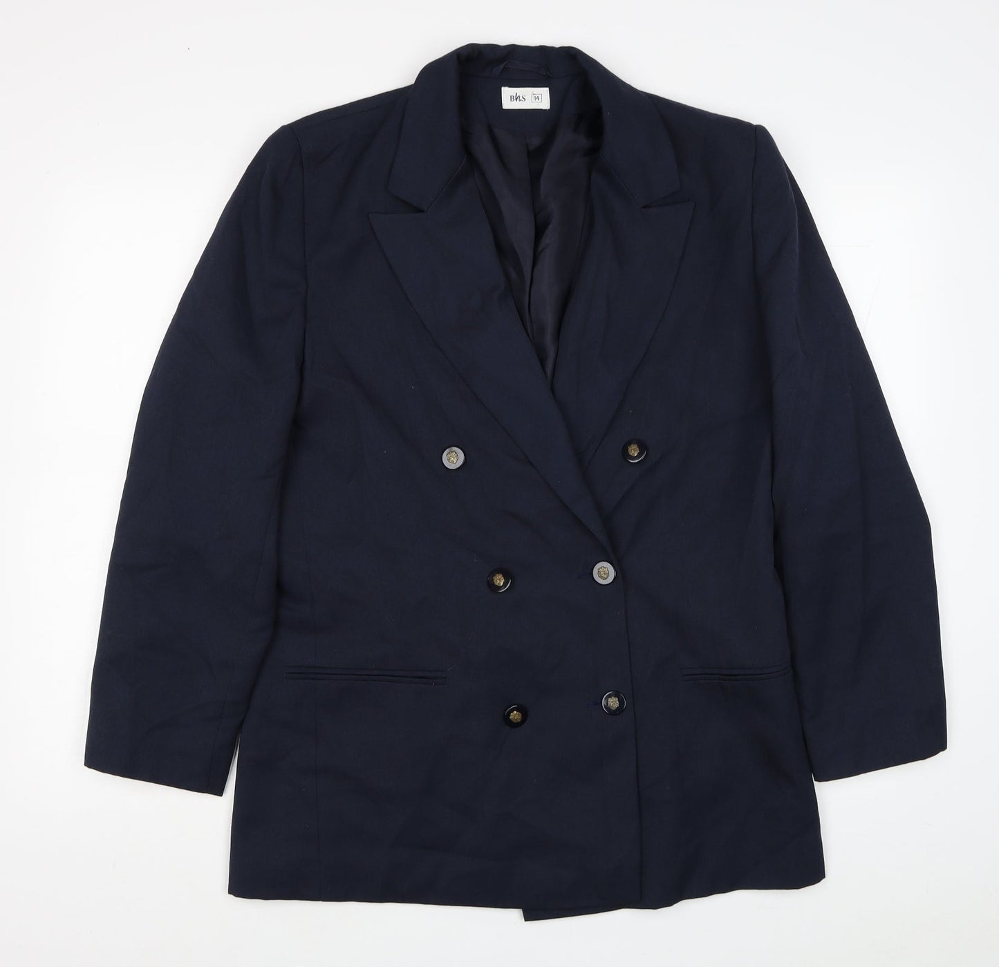 BHS Womens Blue Polyester Jacket Blazer Size 14