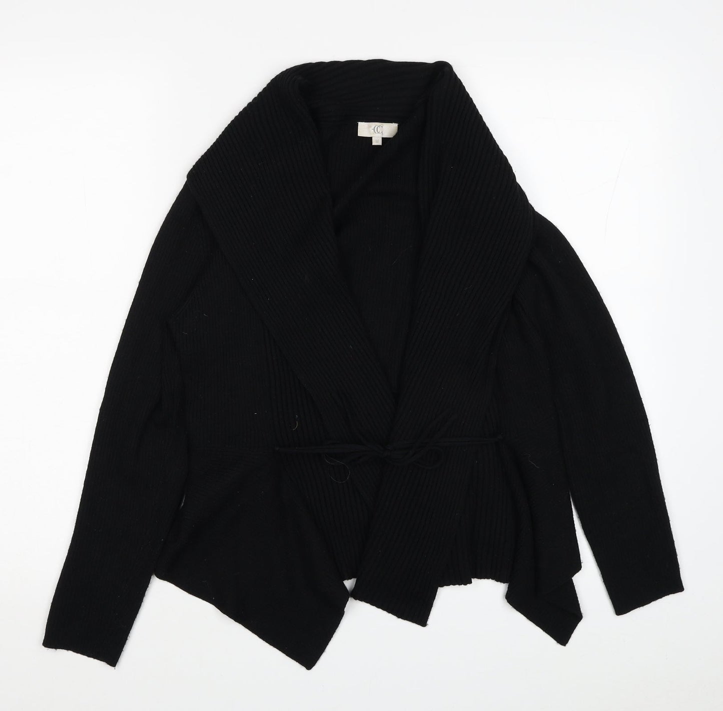 CC Fashion Womens Black V-Neck Acrylic Cardigan Jumper Size M