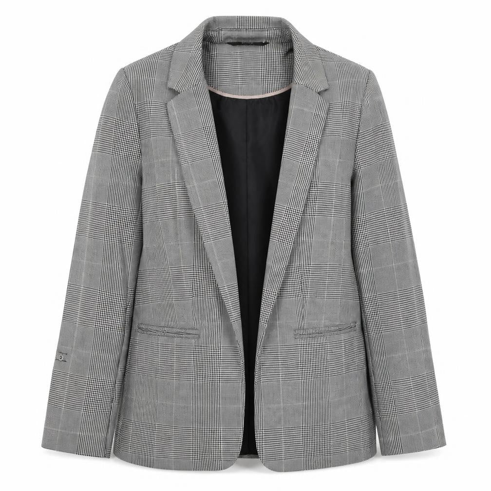 George Womens Black Plaid Jacket Blazer Size 10