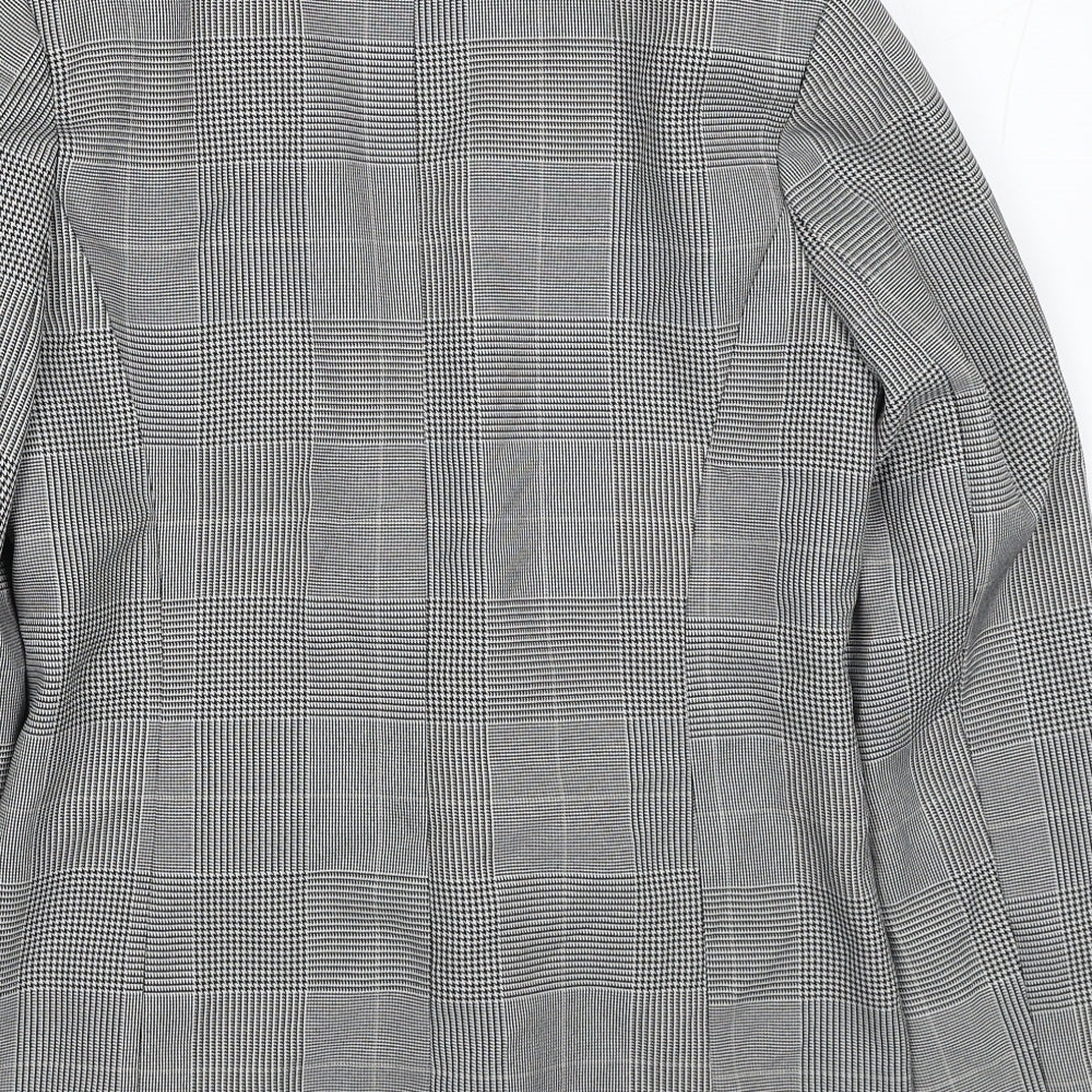 George Womens Black Plaid Jacket Blazer Size 10