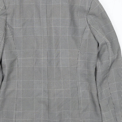 George Womens Black Plaid Jacket Blazer Size 10