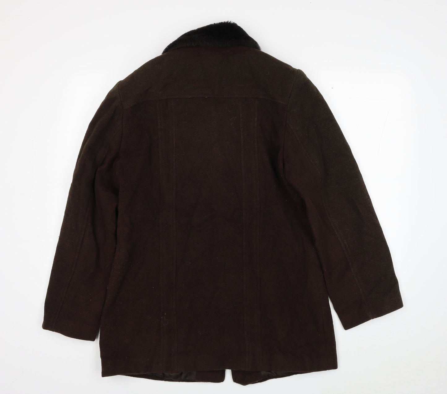 Para Womens Brown Pea Coat Coat Size M Zip