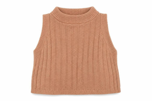 I SAW IT FIRST Womens Beige Cotton Cropped Tank Size M Mock Neck