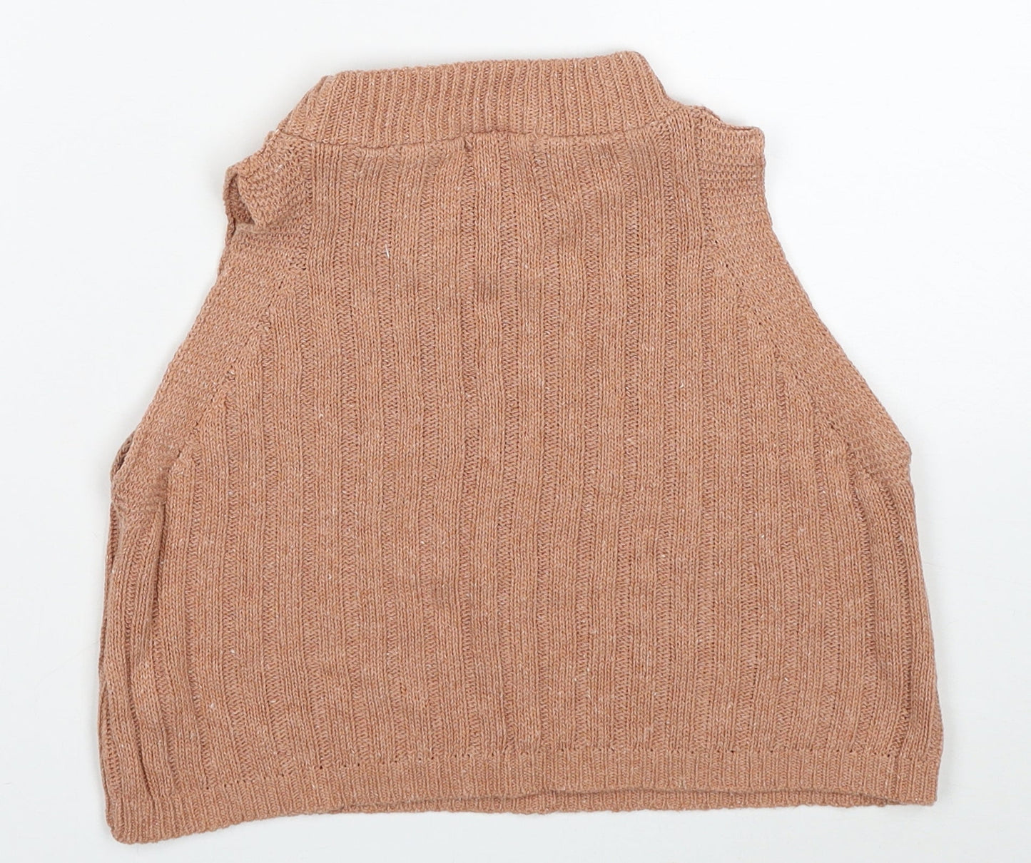 I SAW IT FIRST Womens Beige Cotton Cropped Tank Size M Mock Neck