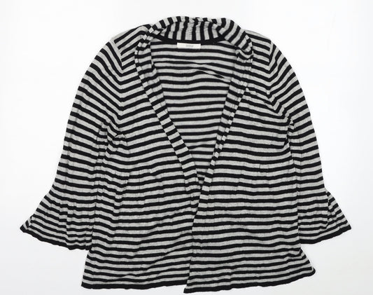 Marks and Spencer Womens Black V-Neck Striped Viscose Cardigan Jumper Size 14