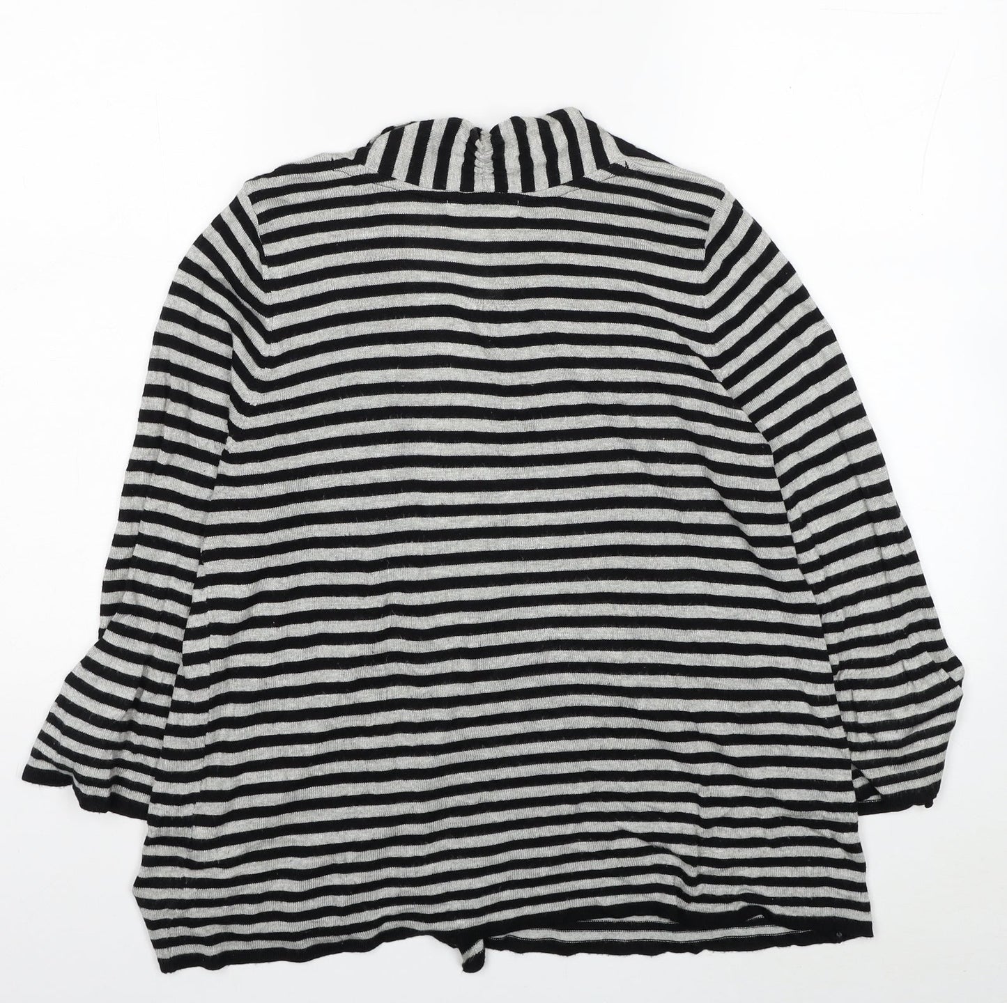 Marks and Spencer Womens Black V-Neck Striped Viscose Cardigan Jumper Size 14