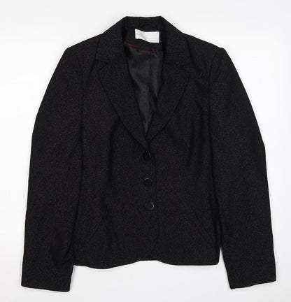 AMARANTO Womens Black Polyester Jacket Blazer Size 14
