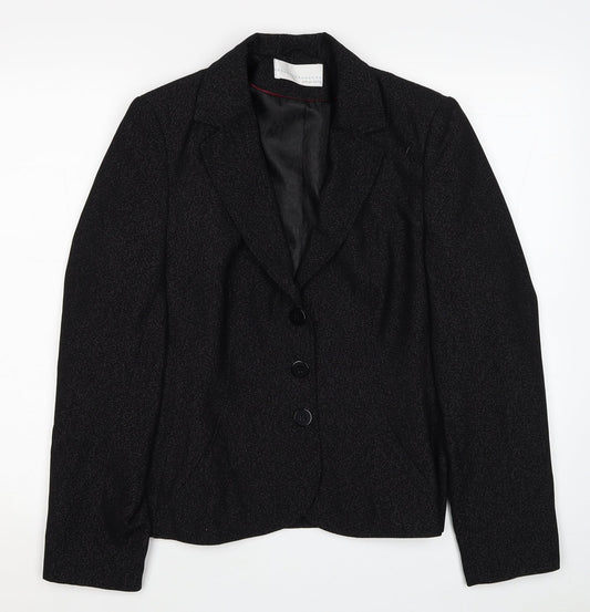 AMARANTO Womens Black Polyester Jacket Blazer Size 14