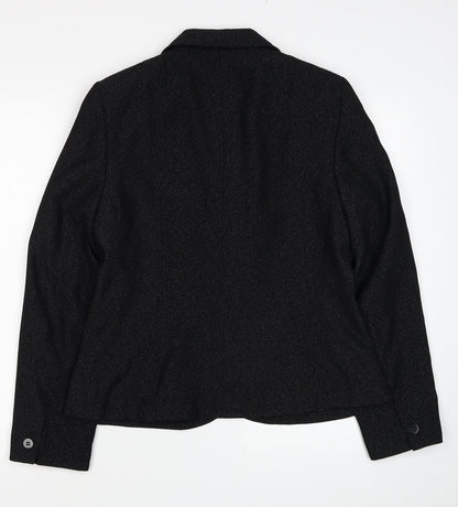 AMARANTO Womens Black Polyester Jacket Blazer Size 14