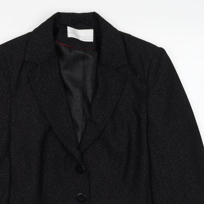 AMARANTO Womens Black Polyester Jacket Blazer Size 14