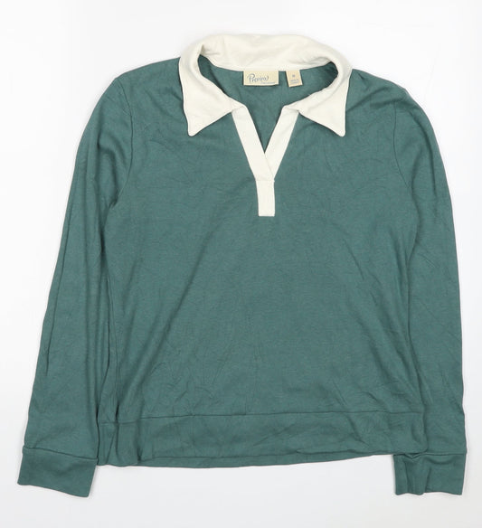 Preview Womens Blue Cotton Basic Polo Size M Collared