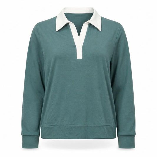 Preview Womens Blue Cotton Basic Polo Size M Collared