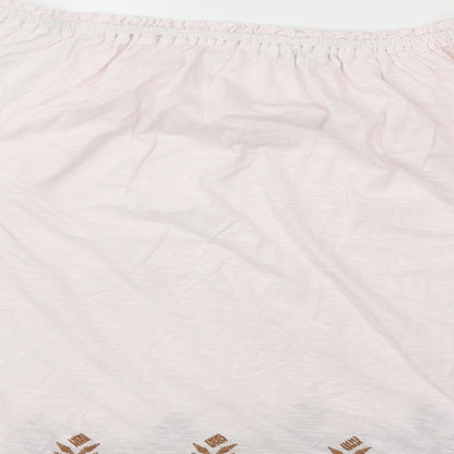 Next Womens Pink Geometric Polyester Basic T-Shirt Size 12 Off the Shoulder