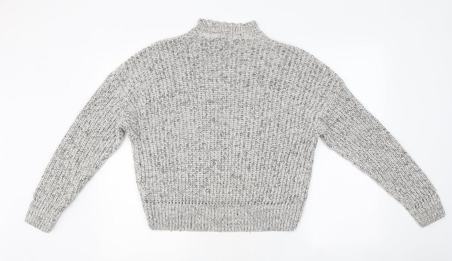 New Look Womens Grey Mock Neck Polyester Pullover Jumper Size S