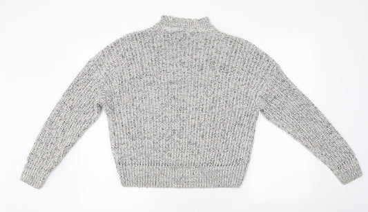 New Look Womens Grey Mock Neck Polyester Pullover Jumper Size S