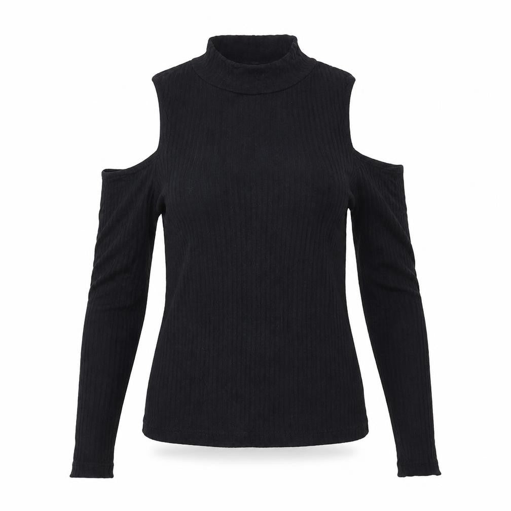 ASOS Womens Black Polyester Basic T-Shirt Size 4 High Neck - Cold Shoulder