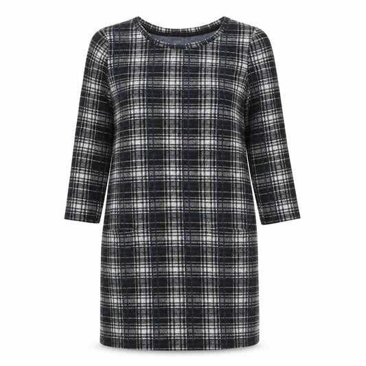 TU Womens Black Check Polyester Shift Size 8 Round Neck Pullover