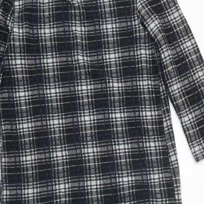 Tu Womens Black Check Polyester Shift Size 8 Round Neck Pullover