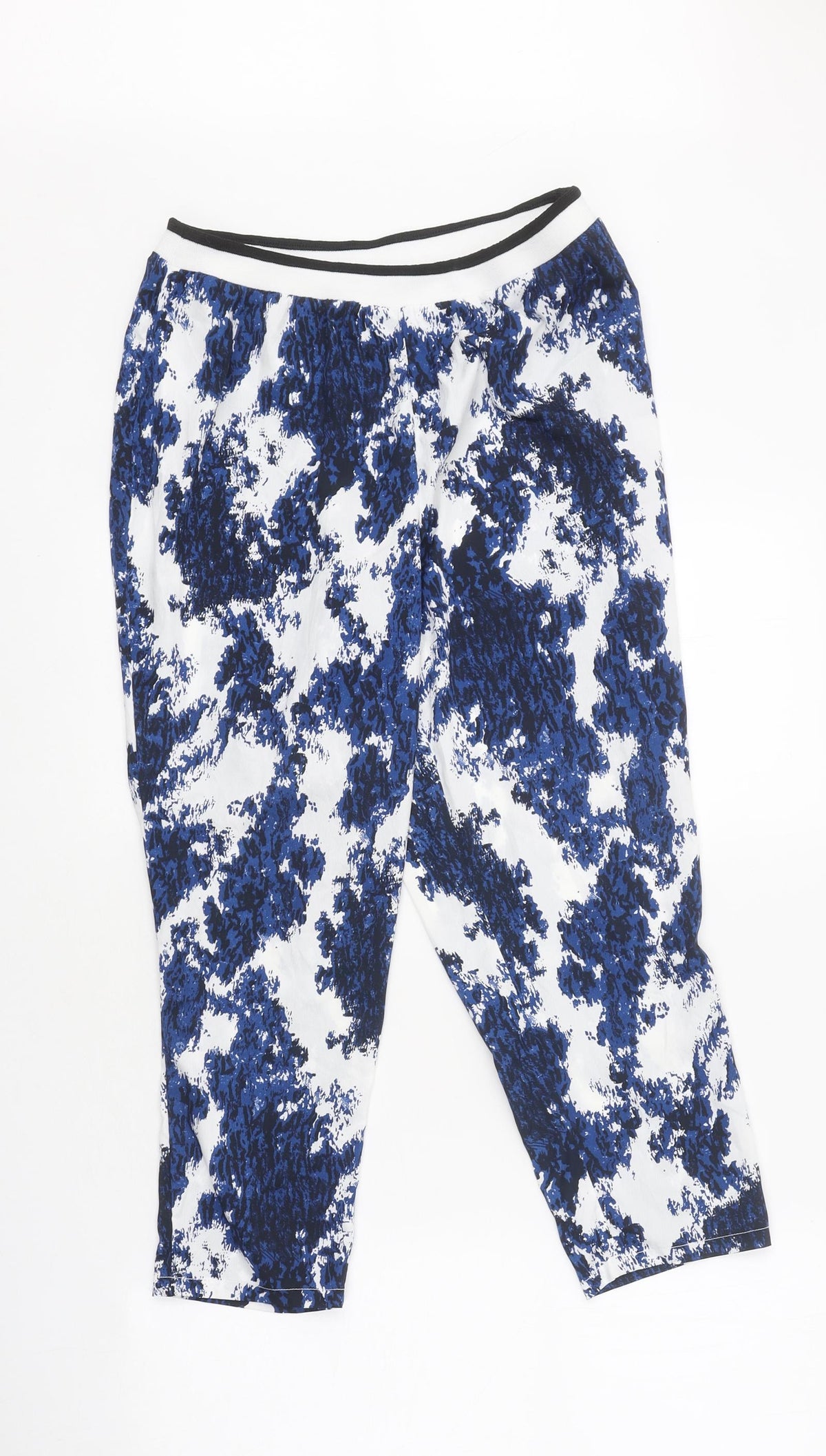 Only Womens Blue Geometric Polyester Capri Trousers Size 38 L28 in Regular