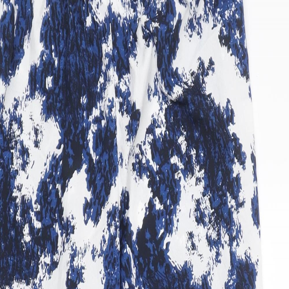 Only Womens Blue Geometric Polyester Capri Trousers Size 38 L28 in Regular