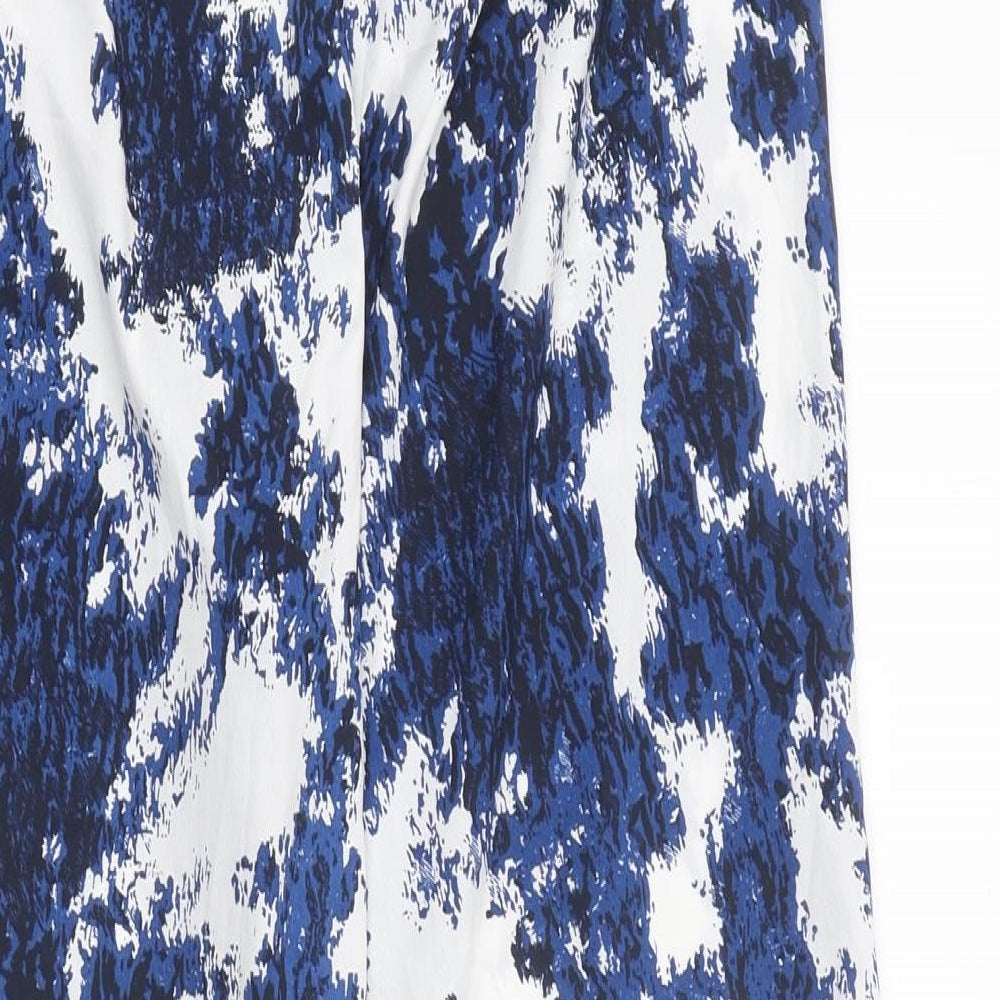 Only Womens Blue Geometric Polyester Capri Trousers Size 38 L28 in Regular