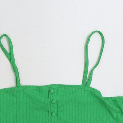 Primark Womens Green Polyester Cropped Tank Size S Square Neck