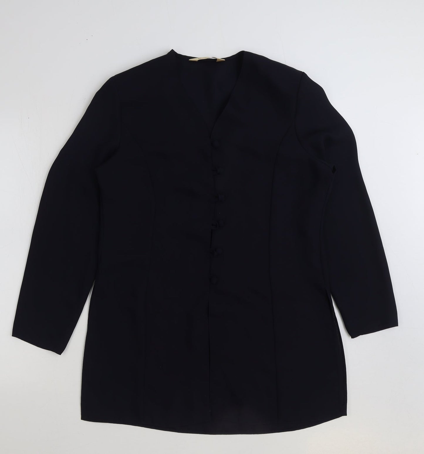 BHS Womens Blue Polyester Basic Blouse Size 14 V-Neck