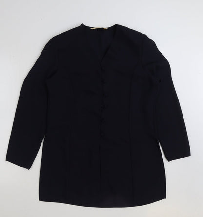 BHS Womens Blue Polyester Basic Blouse Size 14 V-Neck