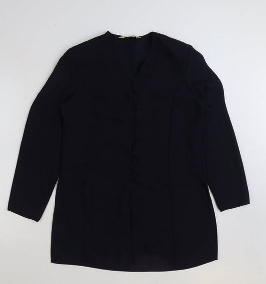 BHS Womens Blue Polyester Basic Blouse Size 14 V-Neck